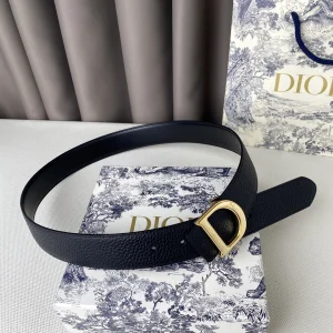 Replica Womens Belts Dior 2022 D Buckle Black Leather Belt 35MM A175PP240 AA183058