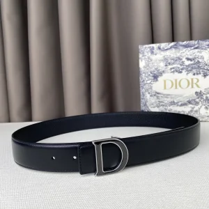 Dior 2022 D Buckle Black Leather Belt 35MM 