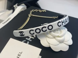 Replica Womens Jewelry Chanel White Black Gold Coco Choker AB8493 A39PP180 AA182899
