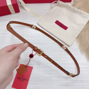 Valentino Multi Vlogo Leather Belt Brown 10MM 
