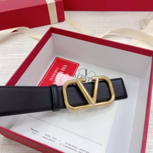 Replica Womens Belts Valentino Vlogo Leather Belt in Black 40MM A175PP240 AA183358