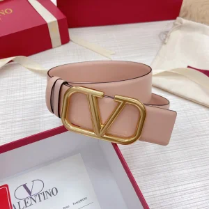 Replica Womens Belts Valentino Vlogo Leather Belt in Pink 40MM A175PP240 AA183359