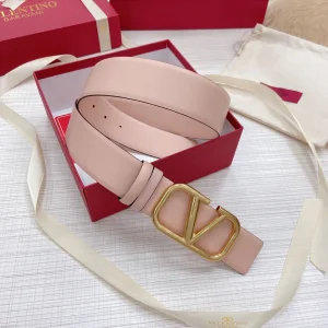 Replica Womens Belts Valentino Vlogo Leather Belt in Pink 40MM A175PP240 AA183359