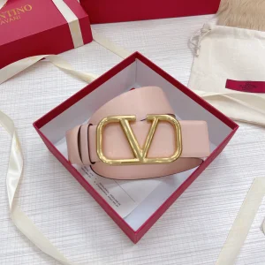 Replica Womens Belts Valentino Vlogo Leather Belt in Pink 40MM A175PP240 AA183359