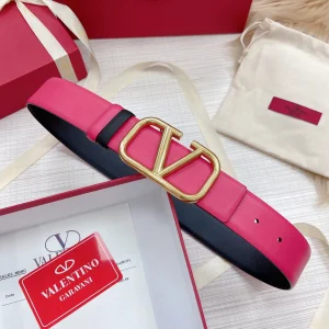 Valentino Vlogo Leather Belt Rose Black 40MM 