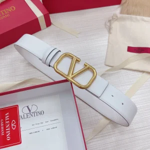 Valentino Vlogo Leather Belt White 40MM 