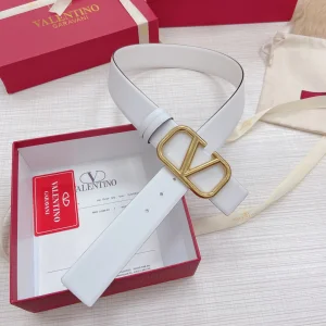 Replica Womens Belts Valentino Vlogo Leather Belt in White 40MM A175PP240 AA183361
