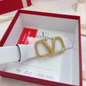 Replica Womens Belts Valentino Vlogo Leather Belt in White 40MM A175PP240 AA183361