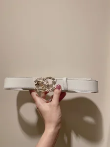 Chanel CC Logo White Leather Belt 30MM 