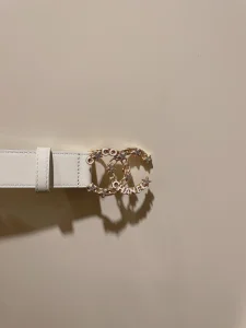 Replica Womens Belts Chanel CC Logo White Leather Belt 30MM A175PP240 AA184633