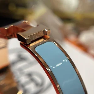 Replica Womens Jewelry Hermes Clic H Narrow Bracelet Light Blue A173PP280 AA184625