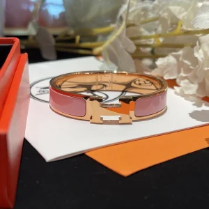 Replica Womens Jewelry Hermes Clic H Narrow Bracelet Pink A173PP280 AA184626