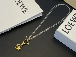 Loewe Anagram Pendant Necklace Gold 