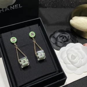Replica Womens Jewelry Chanel CC N5 Crystals Earrings Green A152PP180 AA185890