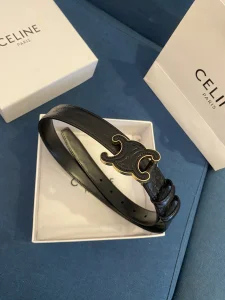 Replica Womens Belts Celine Cuir Triomphe Black Leather Belt A175PP240 AA186397