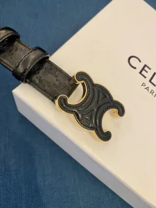 Replica Womens Belts Celine Cuir Triomphe Black Leather Belt A175PP240 AA186397