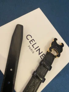 Replica Womens Belts Celine Cuir Triomphe Black Leather Belt A175PP240 AA186397