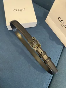 Celine Cuir Triomphe Black Leather Belt 