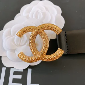Replica Womens Belts Chanel CC Logo Black Leather Belt 30MM A175PP240 AA187093