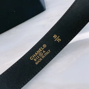 Replica Womens Belts Chanel CC Logo Black Leather Belt 30MM A175PP240 AA187098