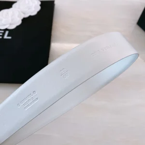 Replica Womens Belts Chanel CC Logo White Leather Belt 30MM A175PP240 AA187095