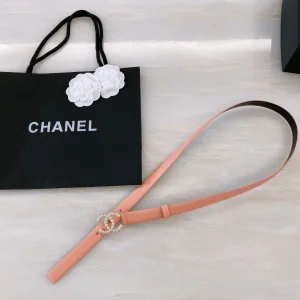 Replica Womens Belts Chanel Pearls CC Logo Pink Leather Belt 20MM A175PP240 AA187092