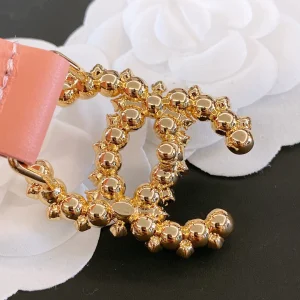 Replica Womens Belts Chanel Pearls CC Logo Pink Leather Belt 20MM A175PP240 AA187092