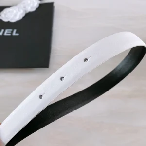 Replica Womens Belts Chanel Pearls CC Logo White Leather Belt 20MM A175PP240 AA187090