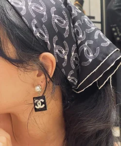 Replica Womens Jewelry Chanel CC Logo Black Earrings A39PP180 AA187810