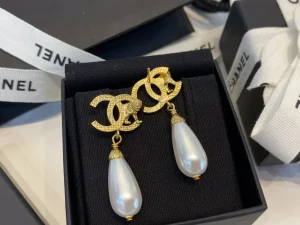 Replica Womens Jewelry Chanel Gold CC Lion Pearl Drop Earrings A39PP180 AA188121