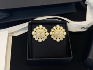 Replica Womens Jewelry Chanel Crystals CC Logo Round Earrings A39PP180 AA188420
