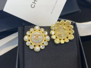 Replica Womens Jewelry Chanel Crystals CC Logo Round Earrings A39PP180 AA188420