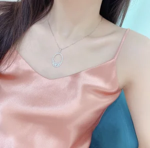 Replica Womens Jewelry Tiffany Diamonds Oval Pendant Necklace A205PP280 AA188565
