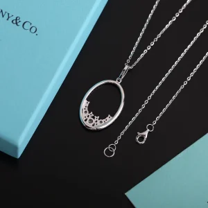 Replica Womens Jewelry Tiffany Diamonds Oval Pendant Necklace A205PP280 AA188565