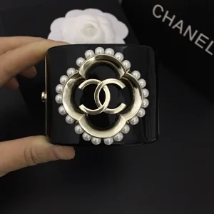 Replica Womens Jewelry Chanel Gold CC Logo Black Bracelets A152PP280 AA190133