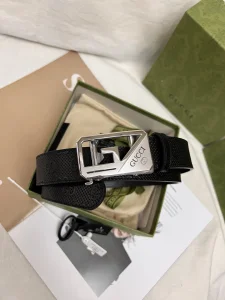 Replica Mens Belts Gucci Black Leather Belt 35MM A175PP240 AA190587