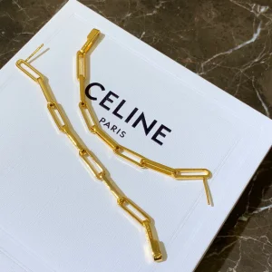 Celine Plate Gold Link Earrings 