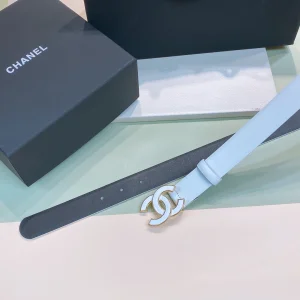 Essenceofluxury Womens Belts Chanel CC Logo White Leather Belt 30MM A175PP240 AA191620