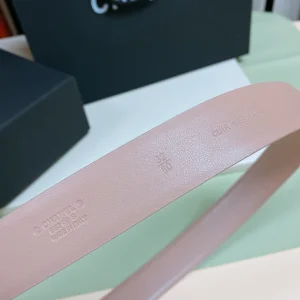 Essenceofluxury Womens Belts Chanel Pearl CC Logo Pink Leather Belt 30MM A175PP240 AA191623