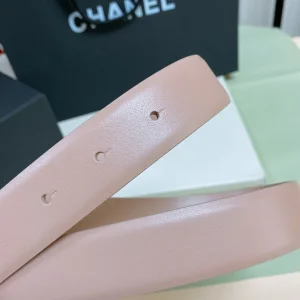 Essenceofluxury Womens Belts Chanel Pearl CC Logo Pink Leather Belt 30MM A175PP240 AA191623