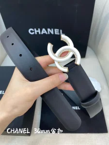 Chanel CC Logo Buckle Leather Belt Black 30MM 