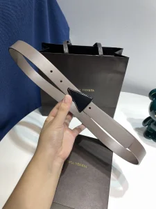Bottega Veneta Triangle Leather Belt Gray 25MM