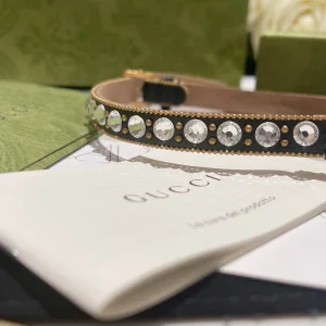 Essenceofluxury Womens Jewelry Gucci Leather Choker Necklace with Double G A173PP280 AA192758