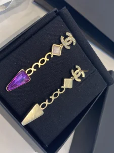 Replica Womens Jewelry Chanel Coco CC Logo Earrings Purple A39PP180 AA193039
