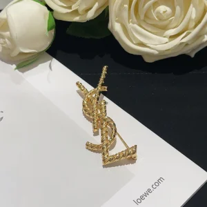 Essenceofluxury Womens Jewelry Saint Laurent Opyum YSL Twisted Brooch Gold A173PP180 AA194498