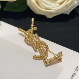Essenceofluxury Womens Jewelry Saint Laurent Opyum YSL Twisted Brooch Gold A173PP180 AA194498