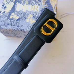 Essenceofluxury Womens Belts Dior Bobby Belt in Black Smooth Calfskin 34MM A175PP240 AA196034