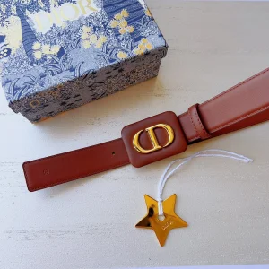 Essenceofluxury Womens Belts Dior Bobby Belt in Brown Smooth Calfskin 34MM A175PP240 AA196033