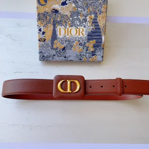 Essenceofluxury Womens Belts Dior Bobby Belt in Brown Smooth Calfskin 34MM A175PP240 AA196033