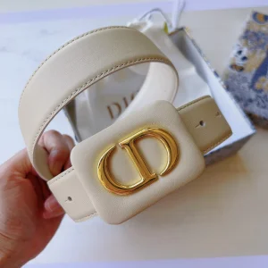 Dior Bobby Belt White Smooth Calfskin 34MM 